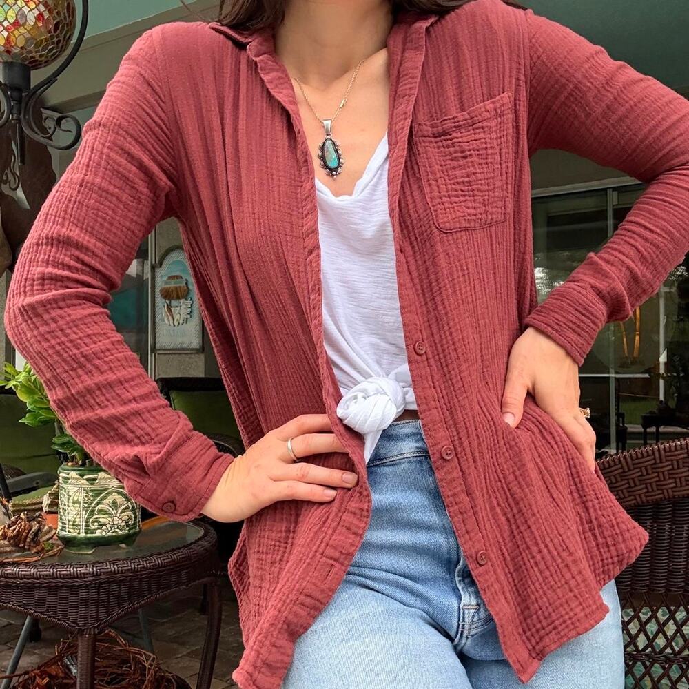 Maroon Gauze Cotton Shirt